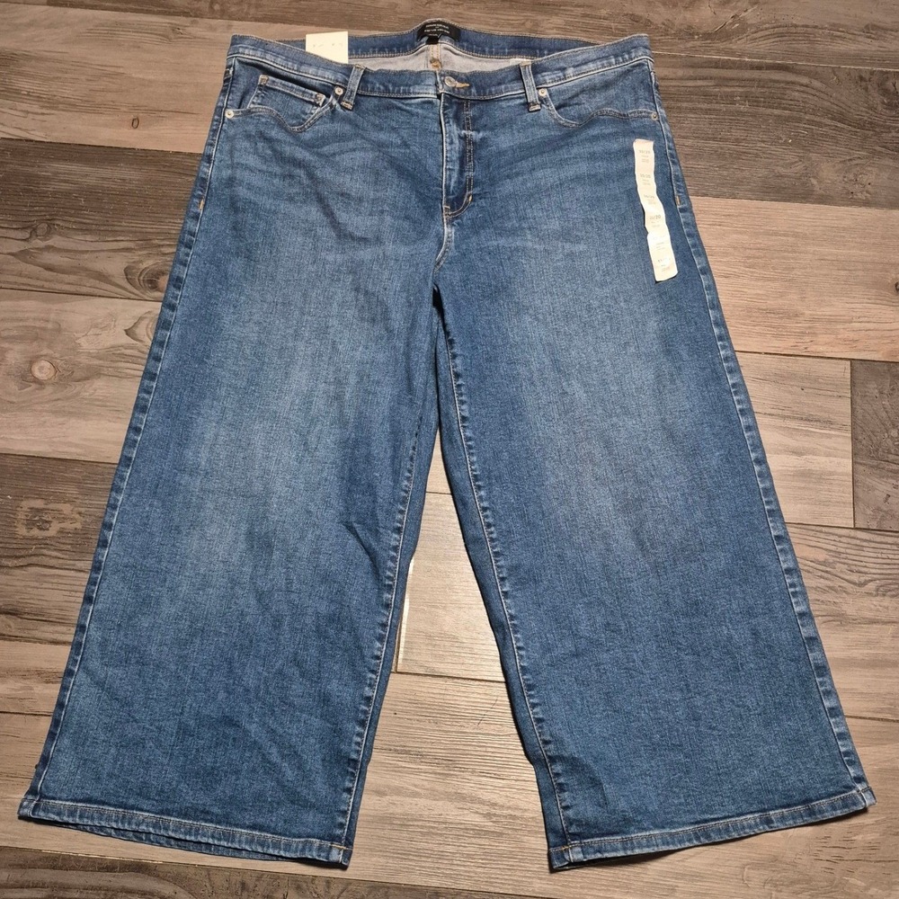 Banana Republic Wide-Leg Cropped Jeans High-Rise Medium Wash Blue Womens 35/20